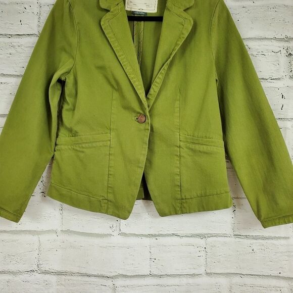 Cartonnier green jean jacket one button blazer - Picture 5 of 9